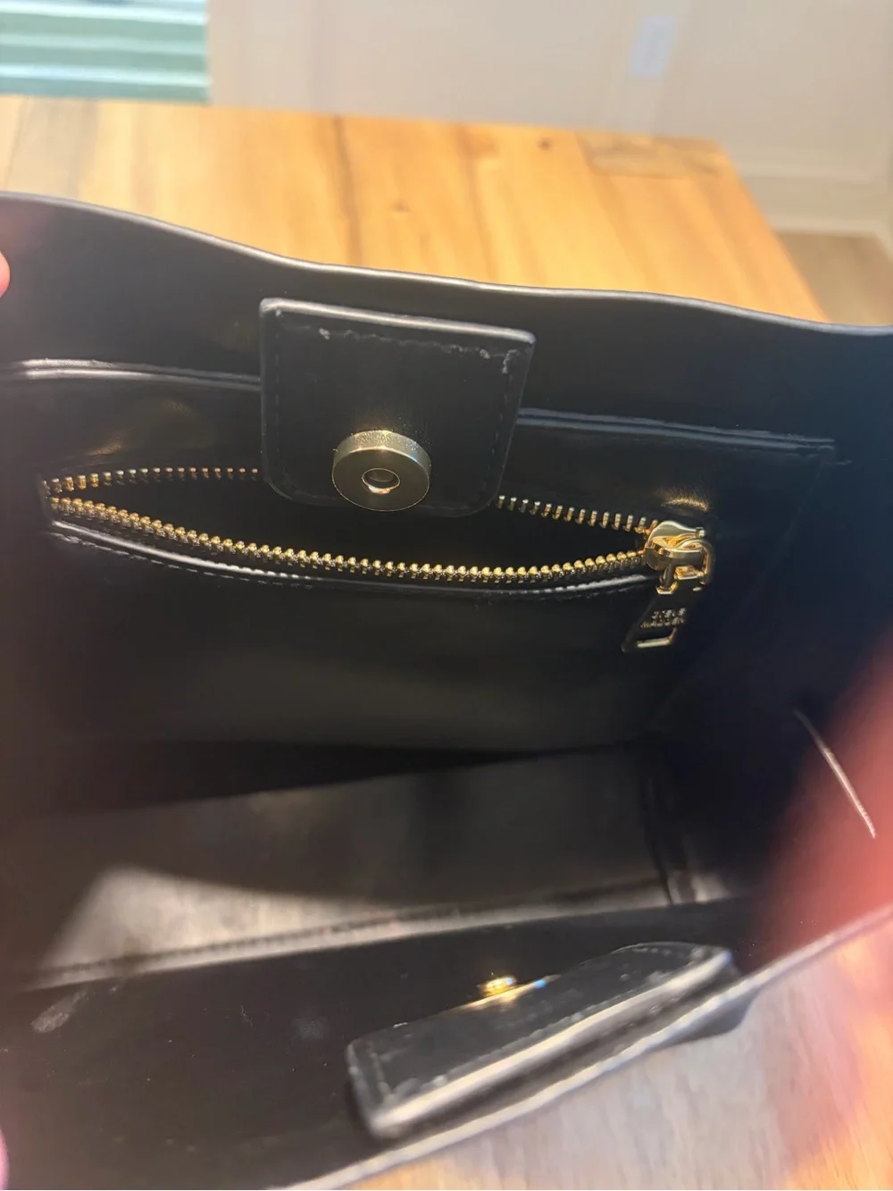 Steve Madden Black Pebbled Leather Messenger Bag with Gold Hardware